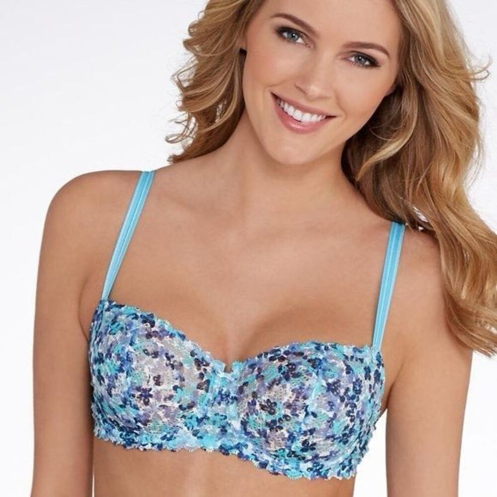Chantelle Merci Demi Bra Blue Floral Unlined 32DD